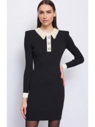 gaudi γυναικείο πλεκτό μίνι φόρεμα με γιακά πόλο και πέρλες