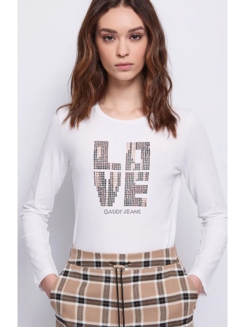 gaudi γυναικεία μπλούζα jersey με στρας και lettering