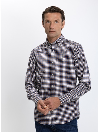 gant ανδρικό πουκάμισο regular fit βαμβακερό καρό από τουΐλ