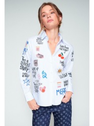 vilagallo γυναικείο πουκάμισο printed regular fit βαμβακερό