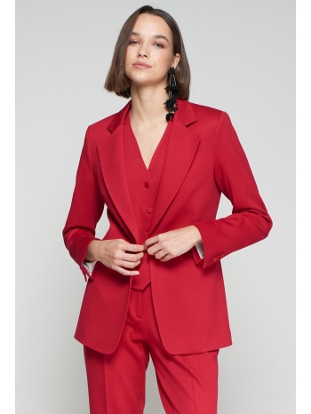 vilagallo γυναικείο σακάκι μεσάτο σατέν κόκκινο
