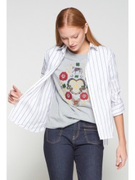 vilagallo γυναικείο πουκάμισο straight fit με κέντημα