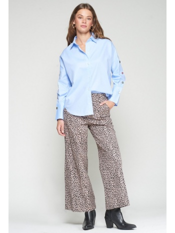 vilagallo γυναικείο παντελόνι wide-leg με animal print