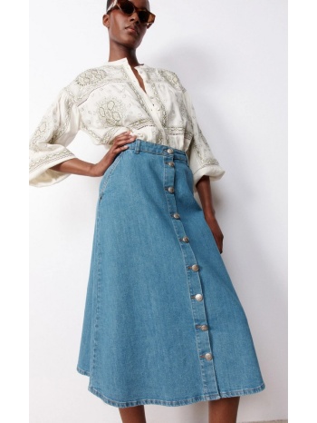 denim midi skirt σε προσφορά
