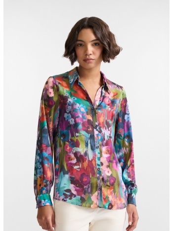 harmont&blaine γυναικείο σατέν πουκάμισο με εμπριμέ