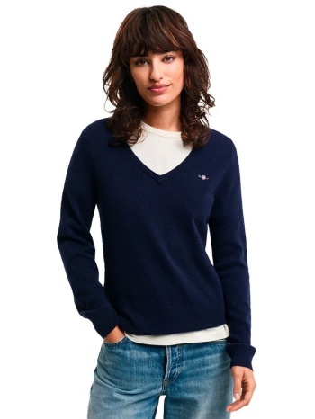 gant γυναικεία πλεκτή μπλούζα v-neck regular fit από μαλλί