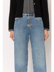 berenice γυναικείο τζιν wide-leg βαμβακερό με κουμπιά light denim