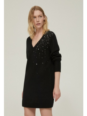 pennyblack γυναικείο πλεκτό φόρεμα straight fit με στρας