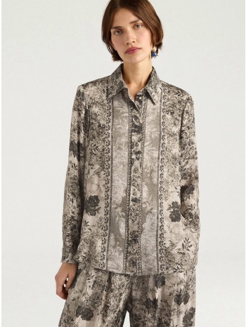 momoni γυναικείο πουκάμισο regular fit βισκόζη με print