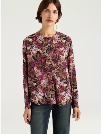 momoni γυναικείο πουκάμισο regular fit μεταξωτό με print