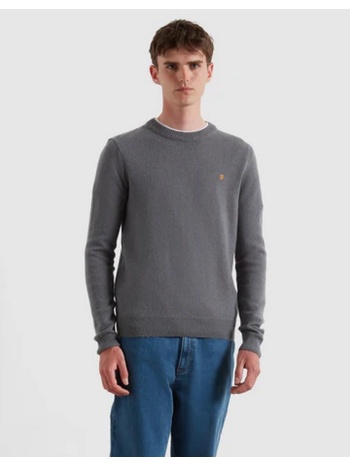 farah ανδρικό πλεκτό slim fit μάλλινο με στρογγυλή λαιμόκοψη