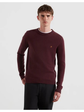 farah ανδρικό πλεκτό slim fit μάλλινο με στρογγυλή λαιμόκοψη