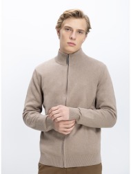 commander ανδρικό πλεκτό regular fit βαμβακερό με φερμουάρ και όρθιο γιακά