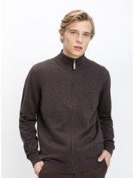commander ανδρικό πλεκτό regular fit βαμβακερό με φερμουάρ και όρθιο γιακά