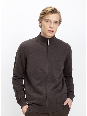 commander ανδρικό πλεκτό regular fit βαμβακερό με φερμουάρ