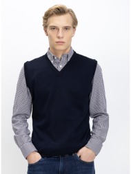 b.s bags ανδρική πλεκτή αμάνικη μπλούζα regular fit με λαιμόκοψη v