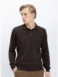 b.s bags ανδρικό πλεκτό regular fit με γιακά πόλο και κουμπιά