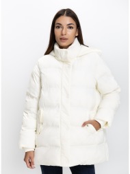 penny black λευκό puffer μπουφάν με κουκούλα