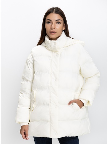 penny black λευκό puffer μπουφάν με κουκούλα