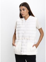 boss λευκό αμάνικο puffer μπουφάν με κουκούλα