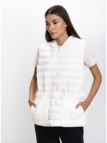 boss λευκό αμάνικο puffer μπουφάν με κουκούλα