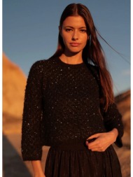 luna llena γυναικείο πλεκτό regular fit με λεπτομέρειες από παγιέτες μαύρο