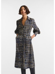 harmont&blaine γυναικείο σεμιζιέ midi με ζώνη και μανίκια puff εμπριμέ