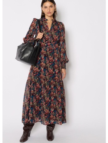 berenice γυναικείο φόρεμα long με λουλουδάτο lurex print