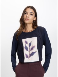 luisa viola γυναικεία μπλούζα regular fit με μακρύ μανίκι και print
