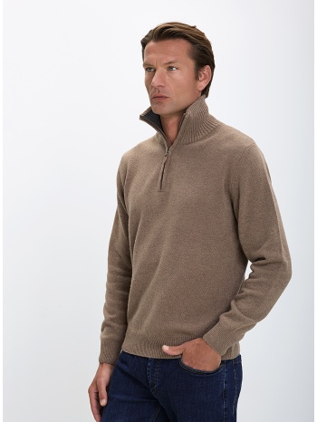 b.s bags ανδρικό πλεκτό regular fit με μισό φερμουάρ και σε προσφορά