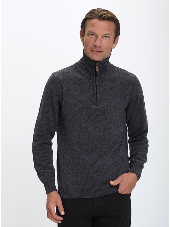 b.s bags ανδρικό πλεκτό regular fit με μισό φερμουάρ και σε προσφορά