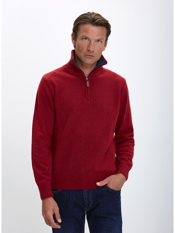 b.s bags ανδρικό πλεκτό regular fit με μισό φερμουάρ και σε προσφορά