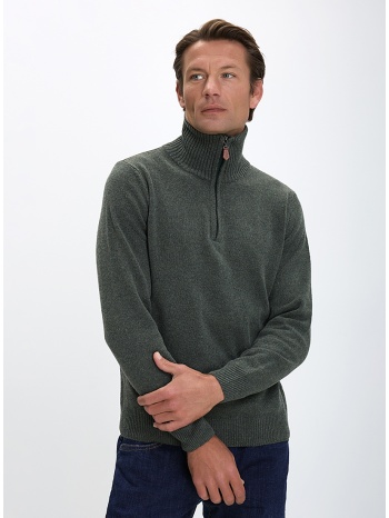 b.s bags ανδρικό πλεκτό regular fit με μισό φερμουάρ και σε προσφορά