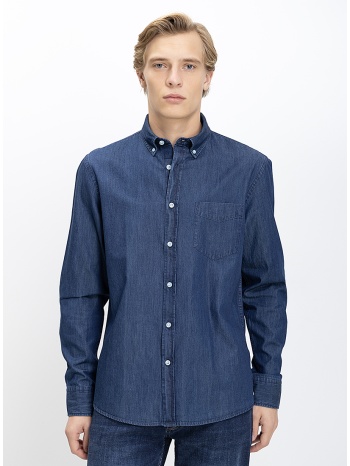 ανδρικό πουκάμισο denim regular fit βαμβακερό