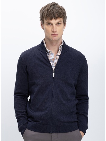 ανδρικό πλεκτό regular fit βαμβακερό με φερμουάρ και όρθιο