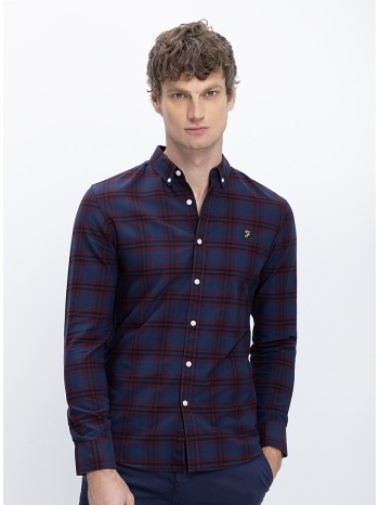 farah ανδρικό πουκάμισο καρό slim fit βαμβακερό organic