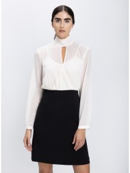 penny black γυναικείο φόρεμα mini με δίχρωμο σχέδιο & διακριτικό άνοιγμα ντεκολτέ regular fit