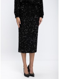 luckylu γυναικείο midi φούστα με παγιέτες regular fit
