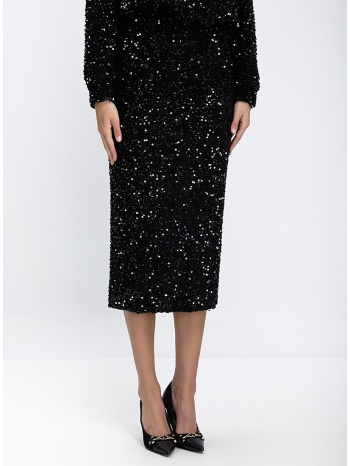 luckylu γυναικείο midi φούστα με παγιέτες regular fit