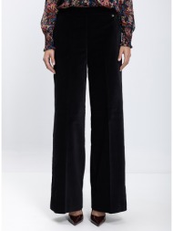 luckylu γυναικείο παντελόνι από βελούδινη υφή wide leg fit