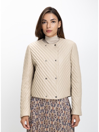 boss γυναικείο μπουφάν regular fit δερμάτινο