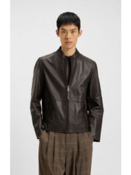 hugo ανδρικό μπουφάν regular fit δερμάτινο με όρθιο γιακά