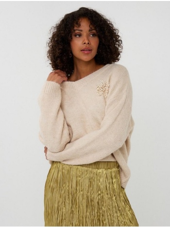 esqualo γυναικείο πλεκτό πουλόβερ με μαργαριταρένια