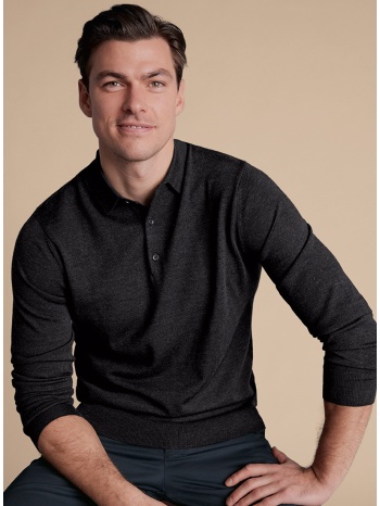 charles tyrwhitt ανδρικό πλεκτό polo merino wool regular fit