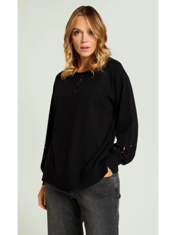 luisa viola πλεκτή μπλούζα με διακοσμητικές χάντρες στα