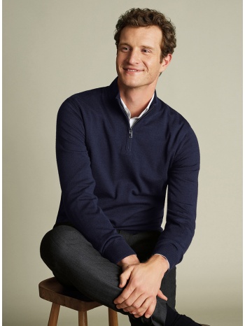 charles tyrwhitt ανδρικό πλεκτό με φερμουάρ 1/4 από merino