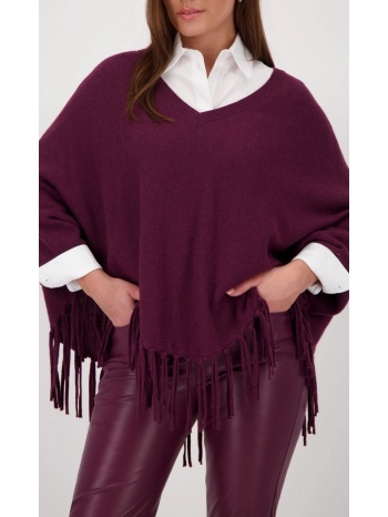 monari γυναικεία πλεκτή κάπα με κρόσσια