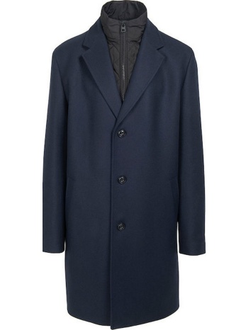 hugo ανδρικό παλτό regular fit με εσωτερικό καπιτονέ γιλέκο