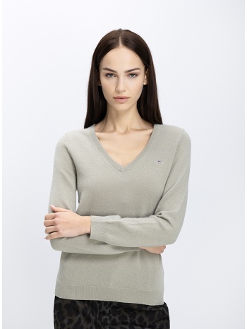 gant γυναικεία πλεκτή μπλούζα v-neck regular fit από μαλλί