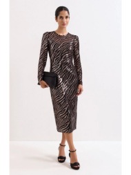 phase eight γυναικείο φόρεμα με παγιέτες σε animal print